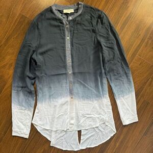 Moon and Sky XS Blue white ombré long sleeve button up shirt